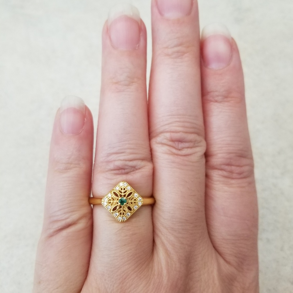 HOST PICK! Artisan Natural Emerald & Diamonds Ring - Picture 7 of 8